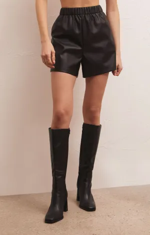 ZSU Tia Faux Leather Shorts in Black